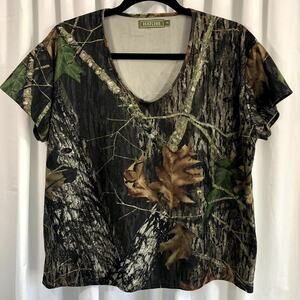 Hatchie Women's Lounge Shirt Short Sleeve Mossy Oak Break Up Camo Size XL